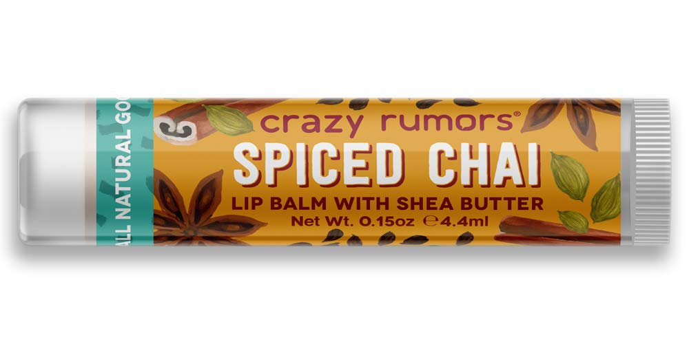 Crazy Rumors Chai Tea Lip Balm Stick - 100% Natural, Vegan, Soothing Moisturizer for Dry & Chapped Lips (4g) - Perfect for Winter, Travel & Daily Hydration