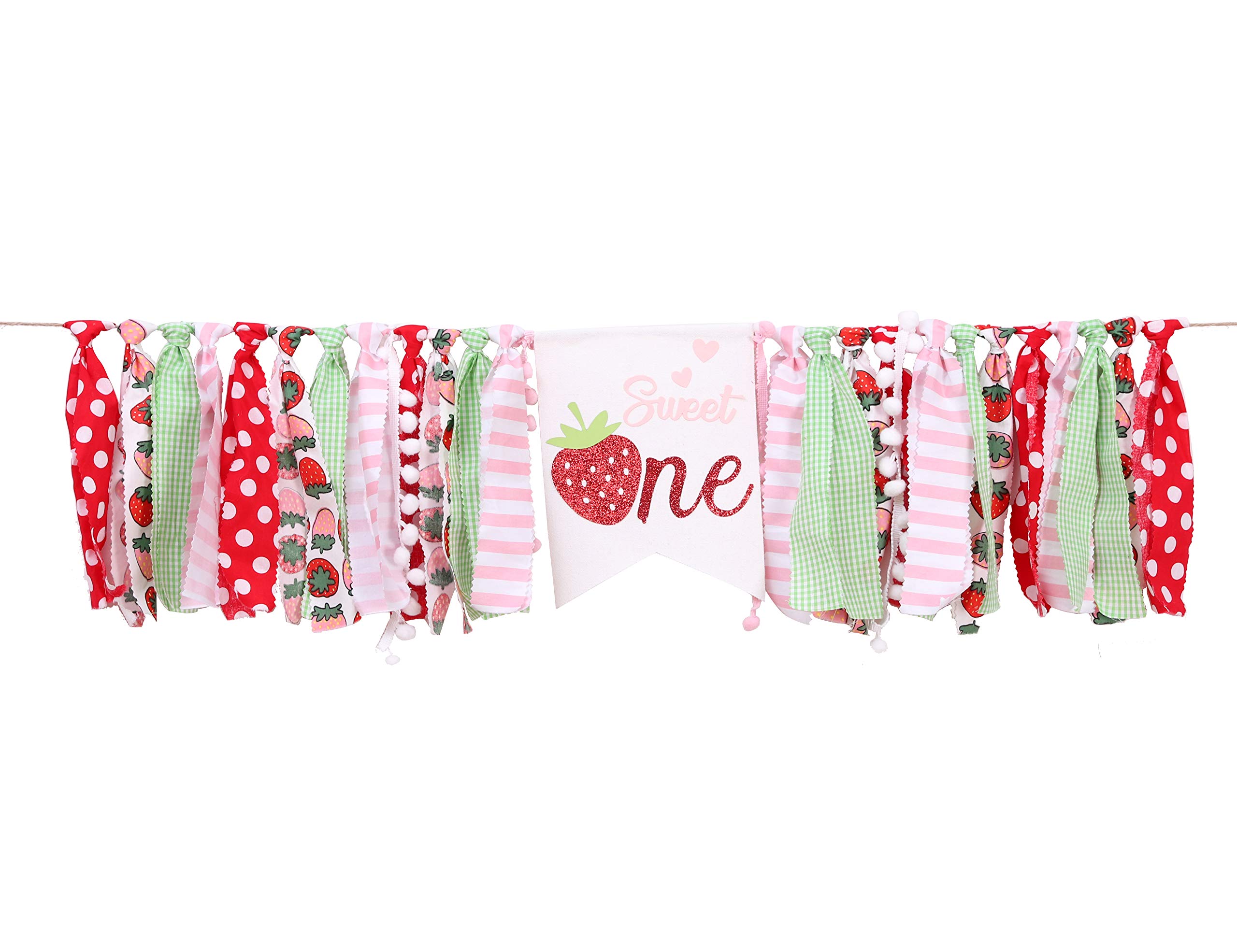 Strawberry First Birthday Highchair Banner - Photo Booth Backdrop & Cake Smash Decor | Premium Strawberry Themed Party Supplies for Baby's 1st Birthday Celebration | Perfect for Birthday Photos, Nursery Decor, and Milestone Parties