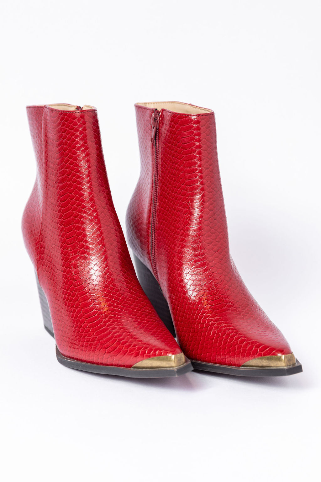 Jessie Red Snakeskin Pointed Toe Booties Women's Fashion Ankle Boots - Perfect for Party, Night Out & Office Wear