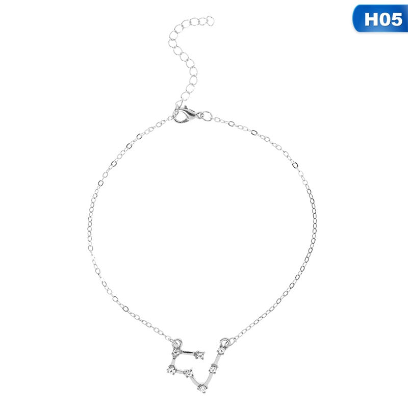 12 Constellation Charm Anklet - Zodiac Star Sign Foot Jewelry for Women, Perfect for Beach Parties & Boho Fashion