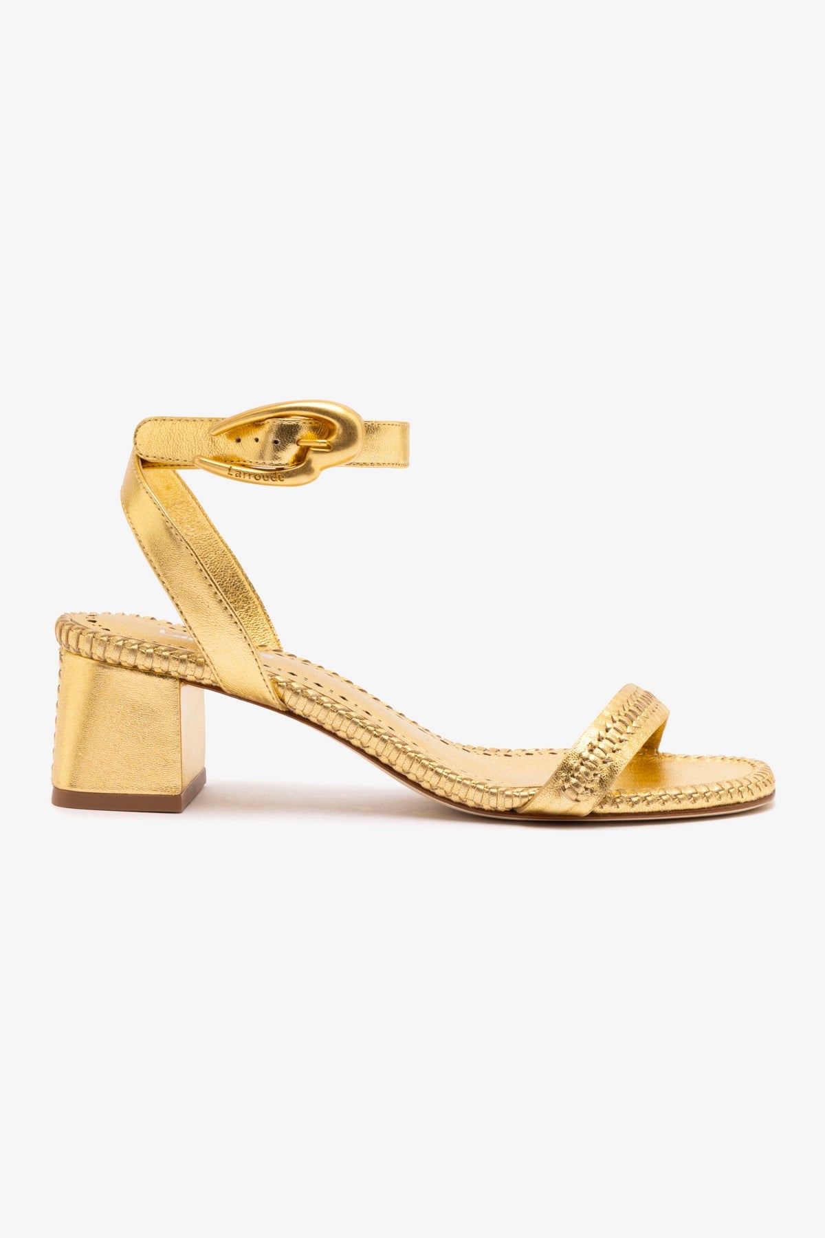 Verona Block Heel Sandals in Gold Metallic Leather - Women's Comfortable Dressy Summer Shoes for Weddings & Parties