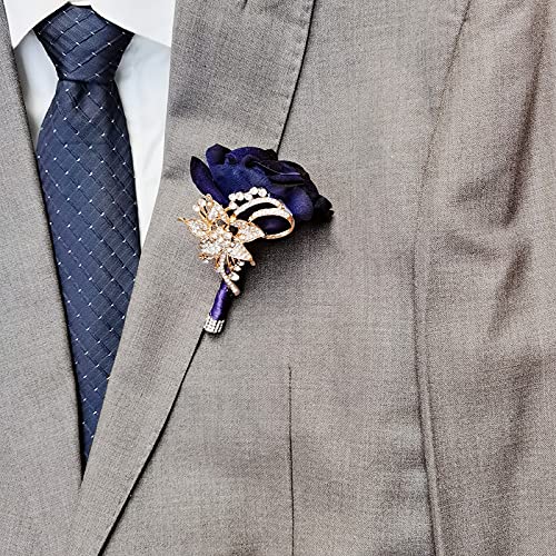 Navy Blue Groom Corsage