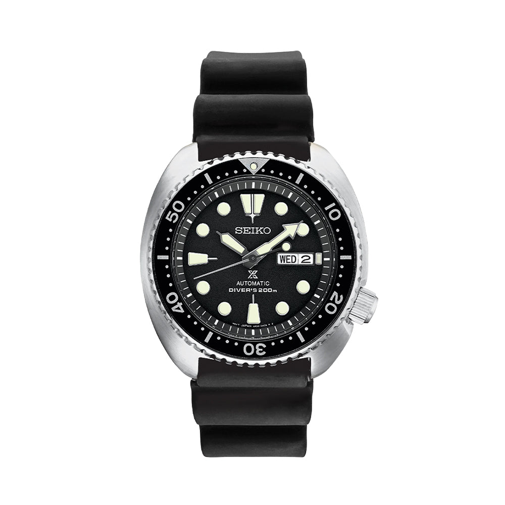 Seiko Prospex SRPE93 Automatic Diver Watch - 45mm Black Dial with Rubber Strap for Scuba Diving & Water Sports