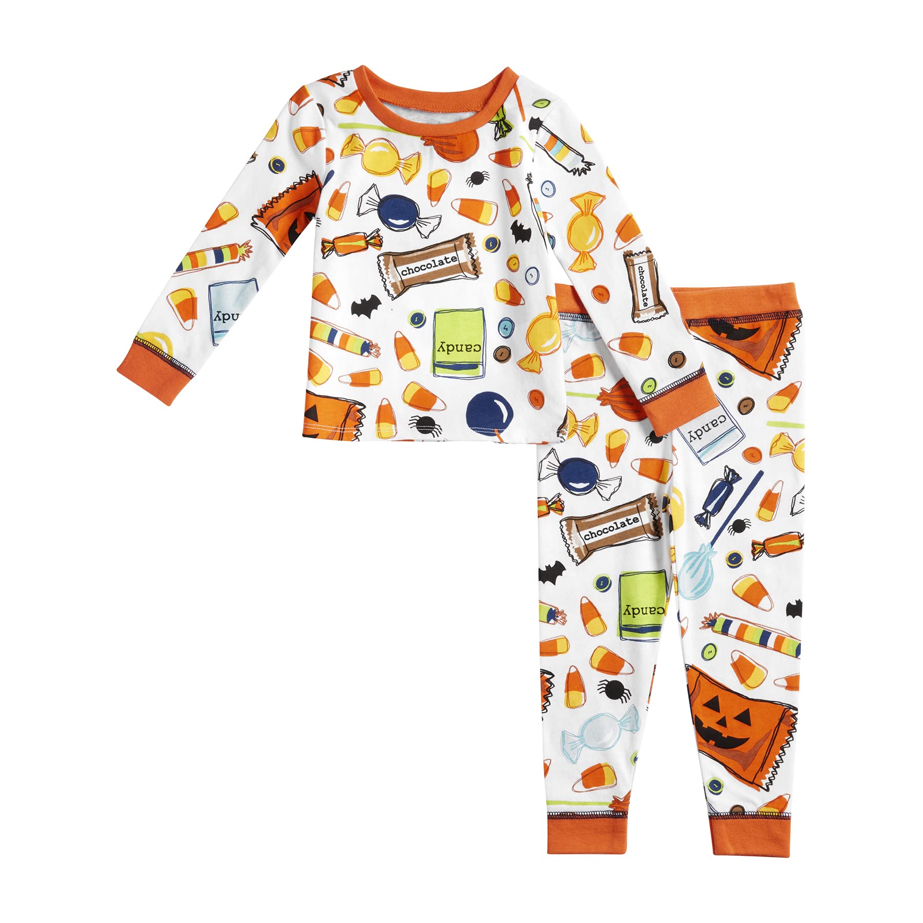 Mud Pie Baby Boys' Halloween Candy Pajamas - Soft & Cozy 2-Piece PJ Set for Toddlers - Perfect for Trick-or-Treating & Holiday Photos