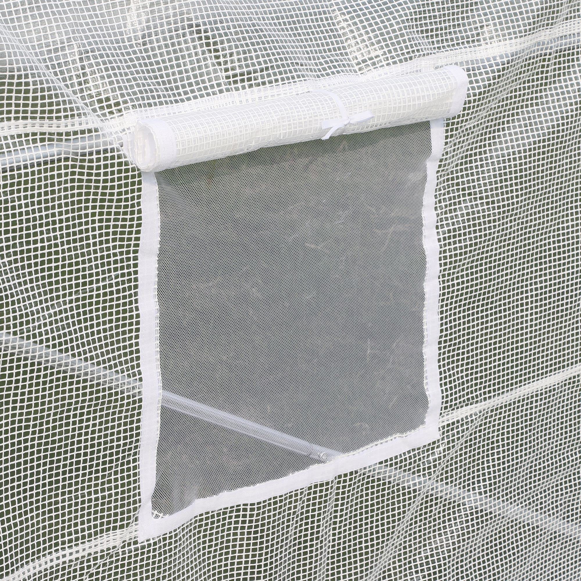 Outsunny 20' x 10' x 7' Walk-in Greenhouse with Zippered Door & 8 Mesh Windows - Large Galvanized Steel Frame Garden Greenhouse Kit for Vegetables, Flowers & Plants - Perfect for Backyard Gardening & Year-Round Plant Protection