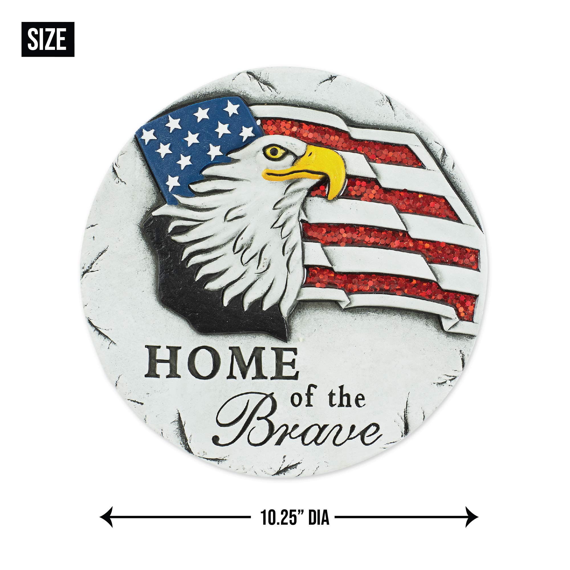 Accent Plus Home of The Brave Stepping Stone - Patriotic Garden Decor for Memorial Day & 4th of July Outdoor Decorations