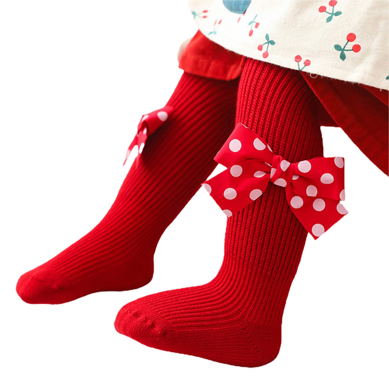 Toddler Baby Girl Tights - Seamless Knit Pantyhose with Bows, Christmas Red Leggings & Stockings - Soft & Comfortable for Playtime, Holidays & Special Occasions