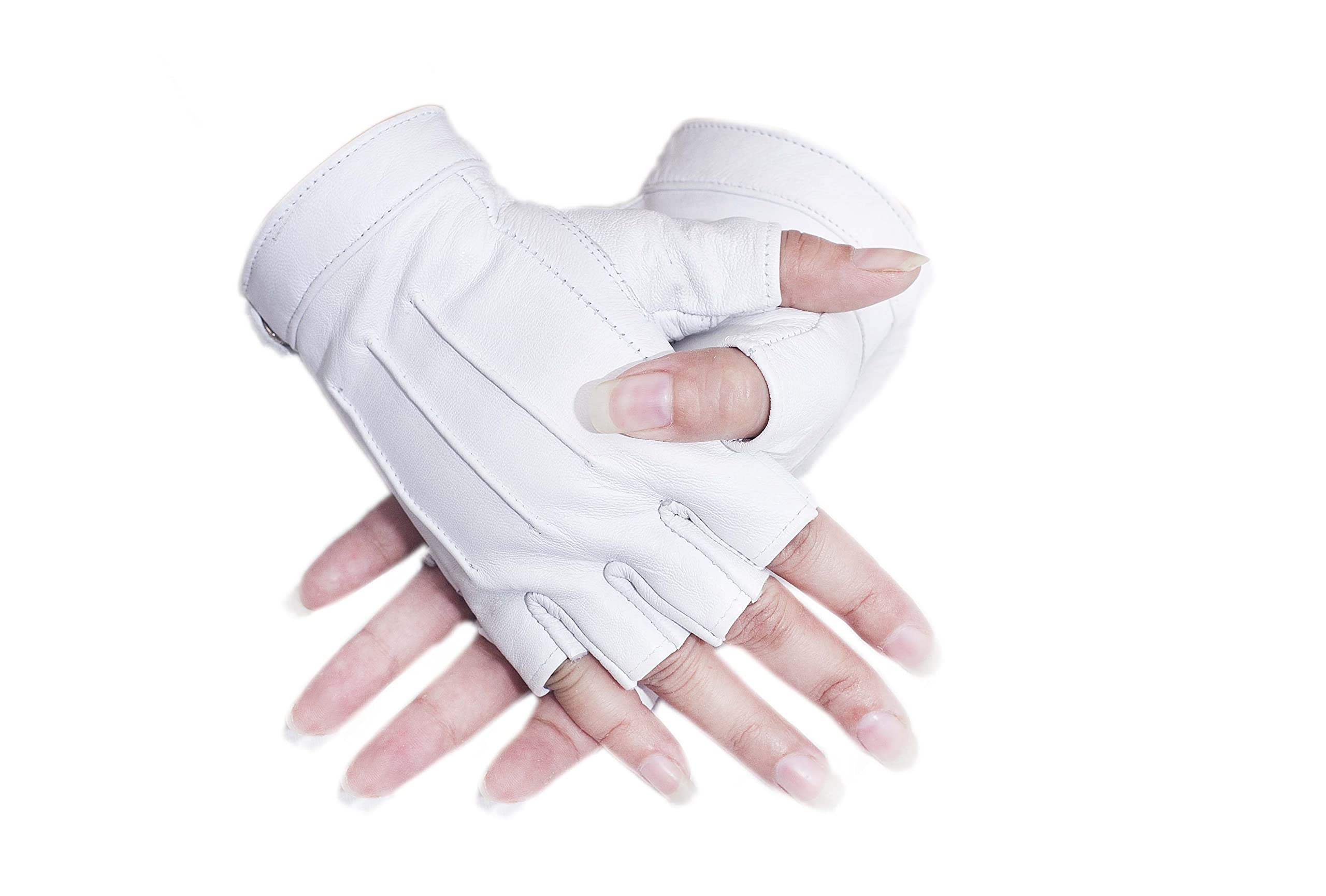 Premium Women's Sheepskin Leather Half Finger Driving Gloves - Touchscreen Compatible for Safe & Comfortable Driving, Cycling & Outdoor Activities