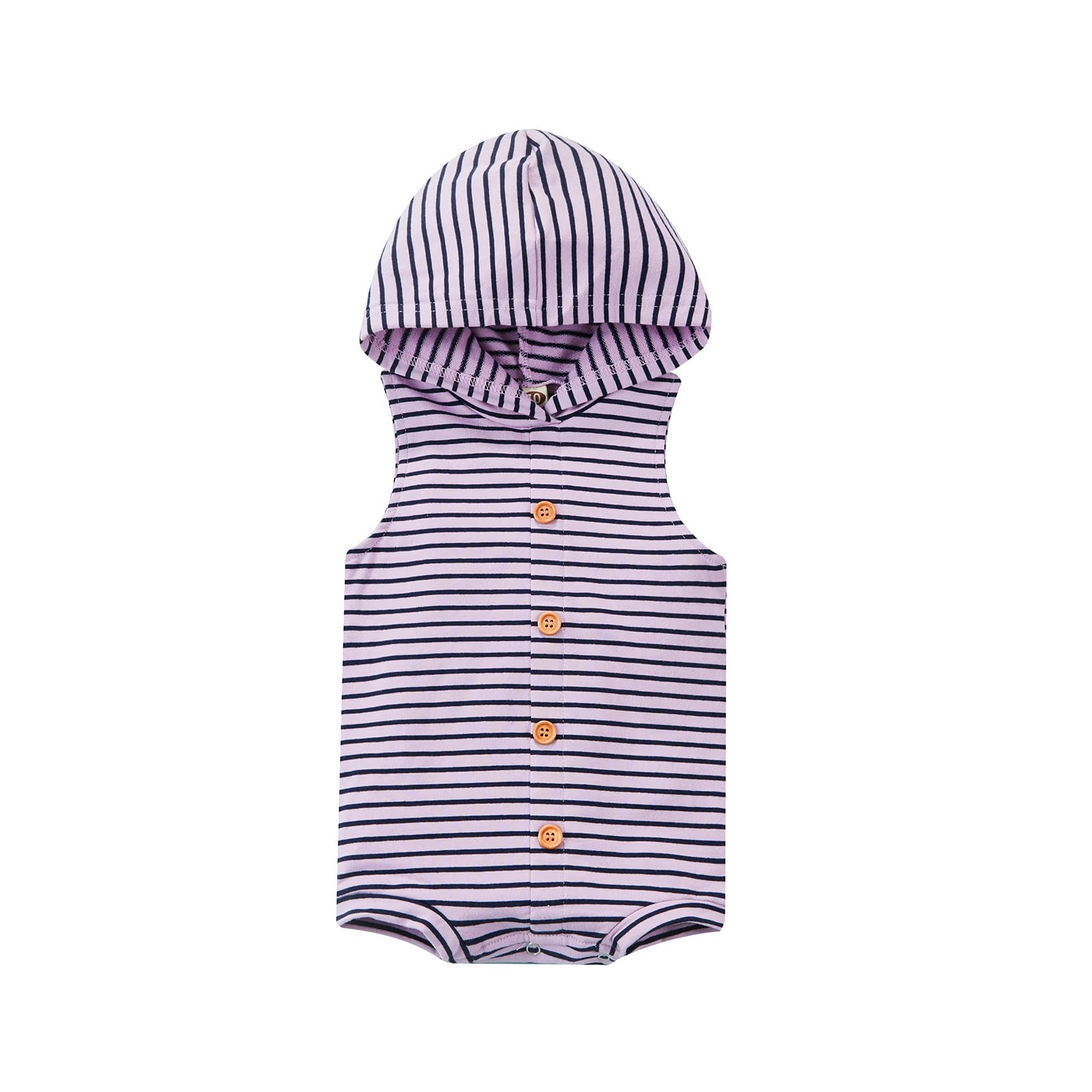 Newborn Baby Hooded Romper - Sleeveless Striped Skull Jumpsuit for Boys & Girls | Summer & Fall Outfit | Perfect for Playdates, Photoshoots & Casual Wear