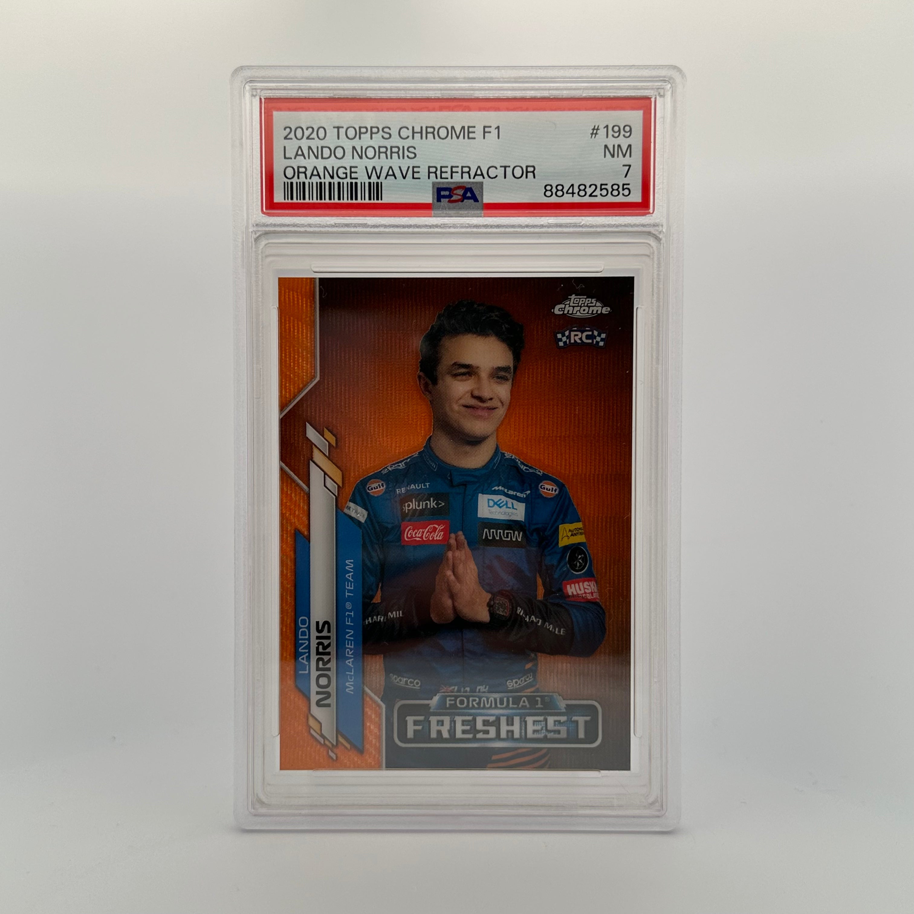 PSA 7 Lando Norris #199 2021 Orange Wave Refractor Rookie Card - F1 Racing Collectible for Display & Investment
