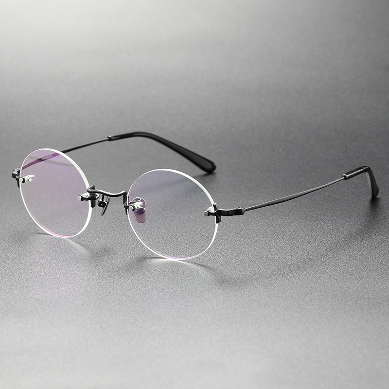 Titanium Semi Rimless Round Eyeglass Frames KMN272 - Lightweight & Durable for Men & Women - Perfect for Reading, Work & Everyday Use
