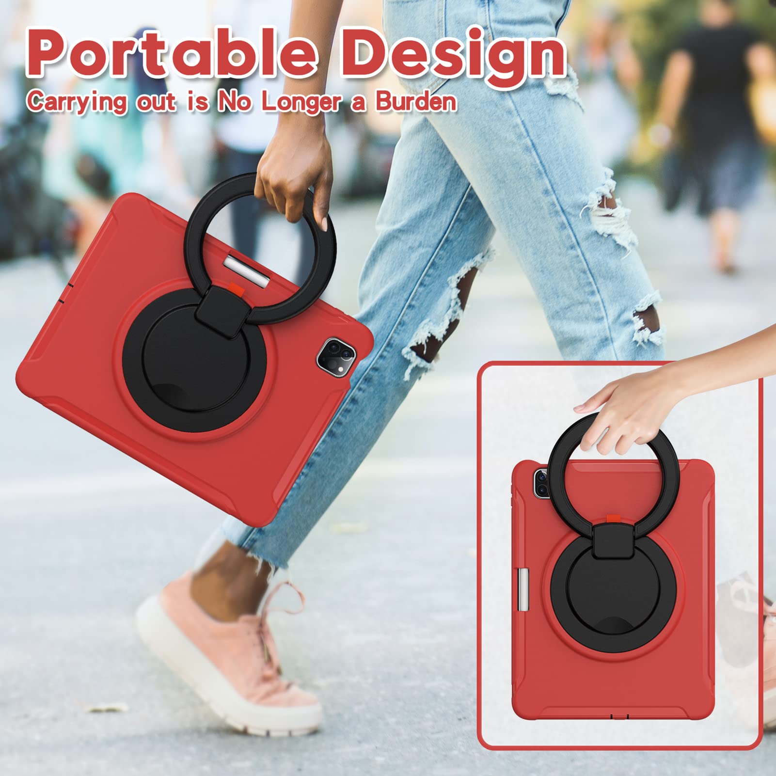 ORIbox Defender Case for iPad Air 5/4 & iPad Pro 11-inch (3rd/2nd/1st Gen) - Heavy Duty Shockproof Cover with 360° Rotating Ring Stand & Kickstand | Full Body Protection for Drops, Bumps & Scratches | Perfect for Work, Travel & Outdoor Use