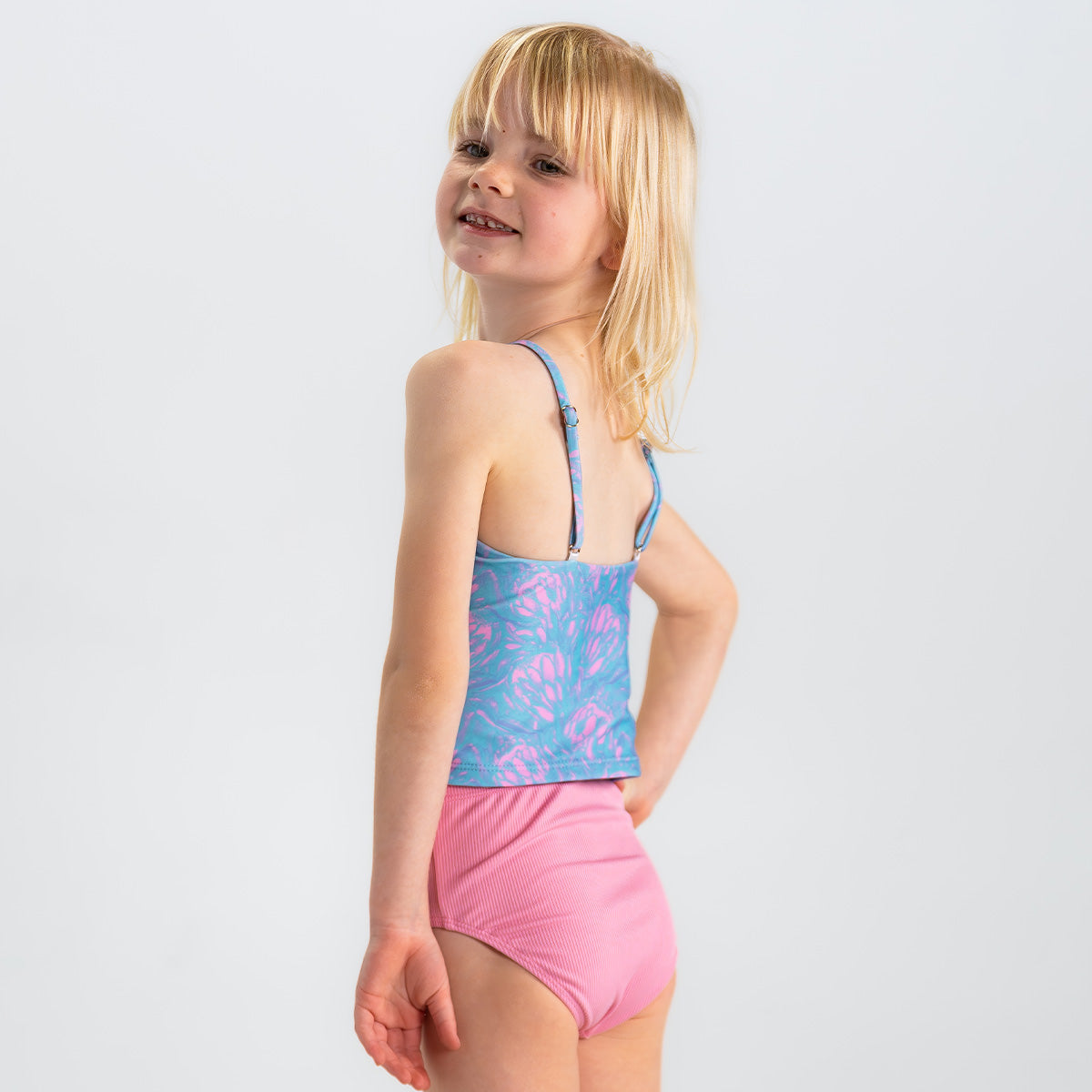 Girls High Neck Crop Tankini Top - Stylish Swimwear for Beach, Pool & Summer Activities