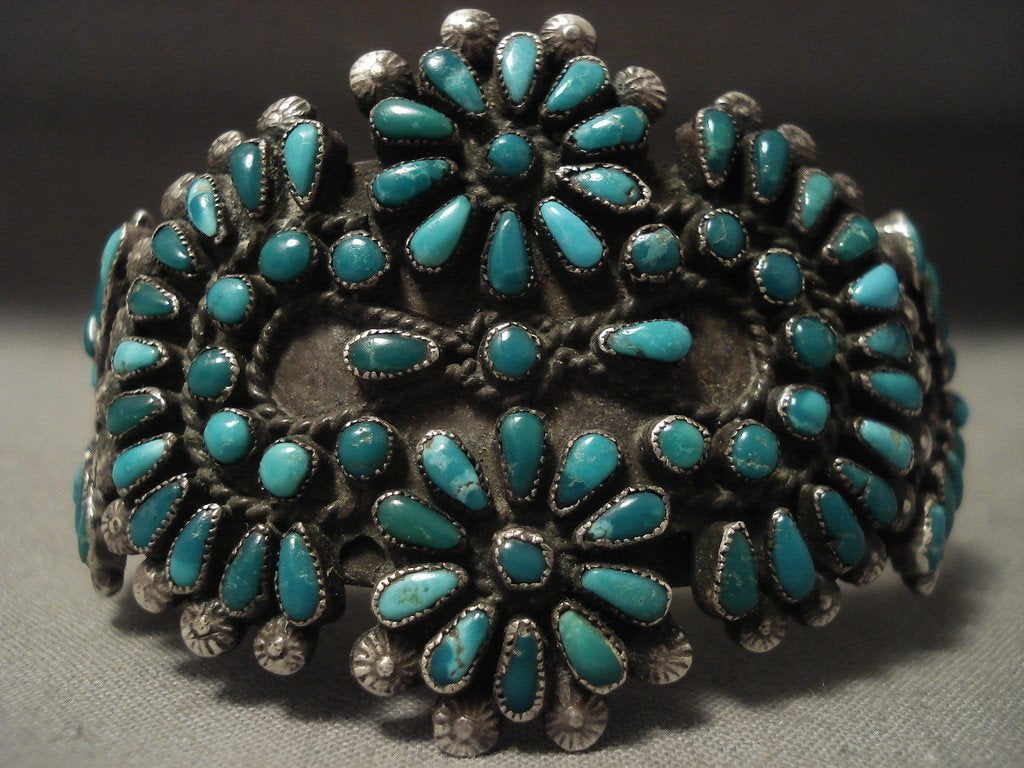 Vintage 1920s Navajo Cerrillos Turquoise Native American Silver Bracelet – Handmade Southwest Jewelry for Women, Boho Fashion & Western Style Accessories