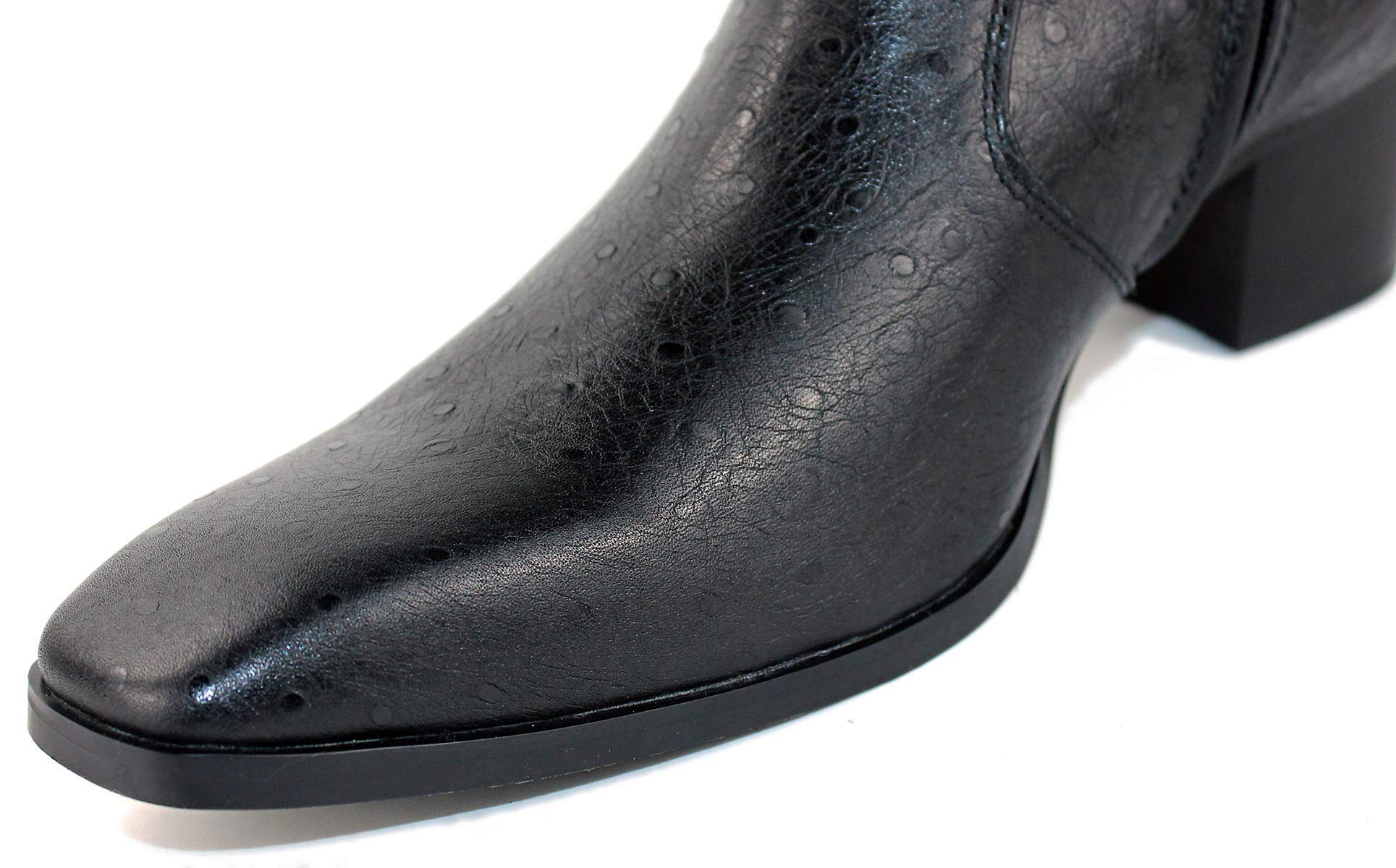 OSSTONE Men's Chelsea Ankle Boots - Genuine Leather Ostrich Print Western Cowboy Boots with Side Zipper, Dress Boots for Men JY014 | Perfect for Casual Wear, Western Style Outfits & Night Out