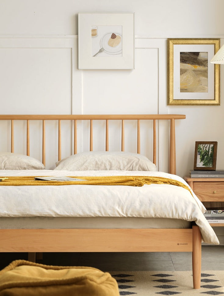 Solid Oak & Beech Wood Windsor Bed - Handcrafted Classic Wooden Bed Frame for Bedroom - Perfect for Master Bedroom, Guest Room & Cozy Farmhouse Style