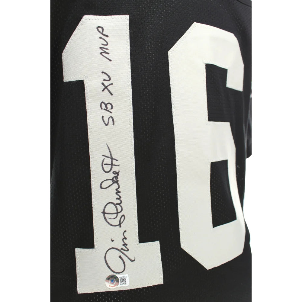 Jim Plunkett Autographed Oakland Raiders Black Jersey - BAS COA Certified - Signed Vegas MVP Inscription - Perfect for NFL Memorabilia Collectors, Sports Fans & Game Day Display