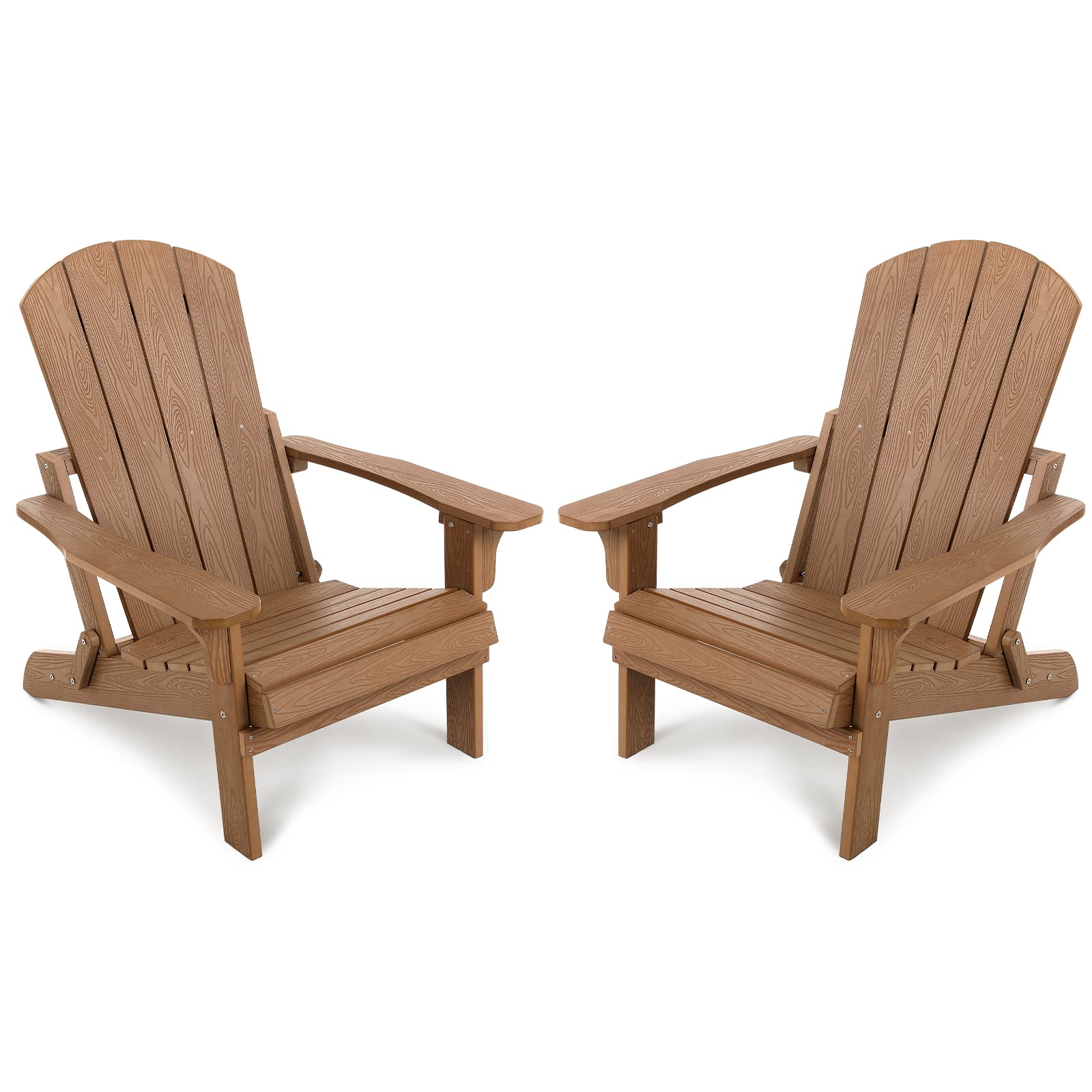 Stoig All-Weather Folding Adirondack Chairs Set of 2 - Heavy Duty 400 lbs Capacity Outdoor Plastic Patio Chairs for Backyard, Lawn, Beach, Garden & Deck - Perfect for Relaxing, Sunbathing and Outdoor Entertaining