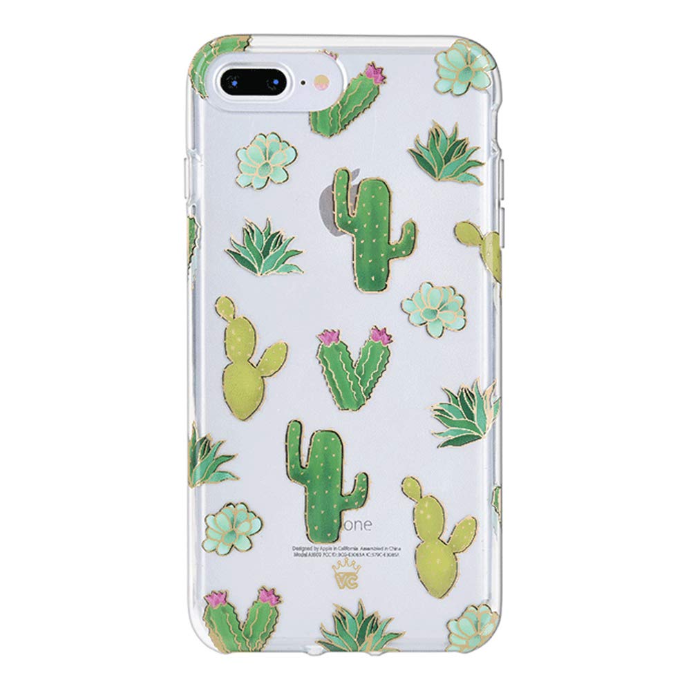 VELVET CAVIAR iPhone 7 Plus & 8 Plus Case - Cactus Design Clear Protective Phone Cover for Women & Girls | Slim Shockproof Case for Daily Use, Work & Travel