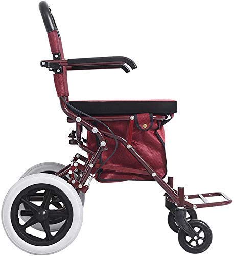 Foldable Drive Medical Rolling Walker with Seat - 4 Wheel Mobility Aid for Seniors & Adults - Lightweight & Adjustable Rollator Walker for Indoor & Outdoor Use - Red