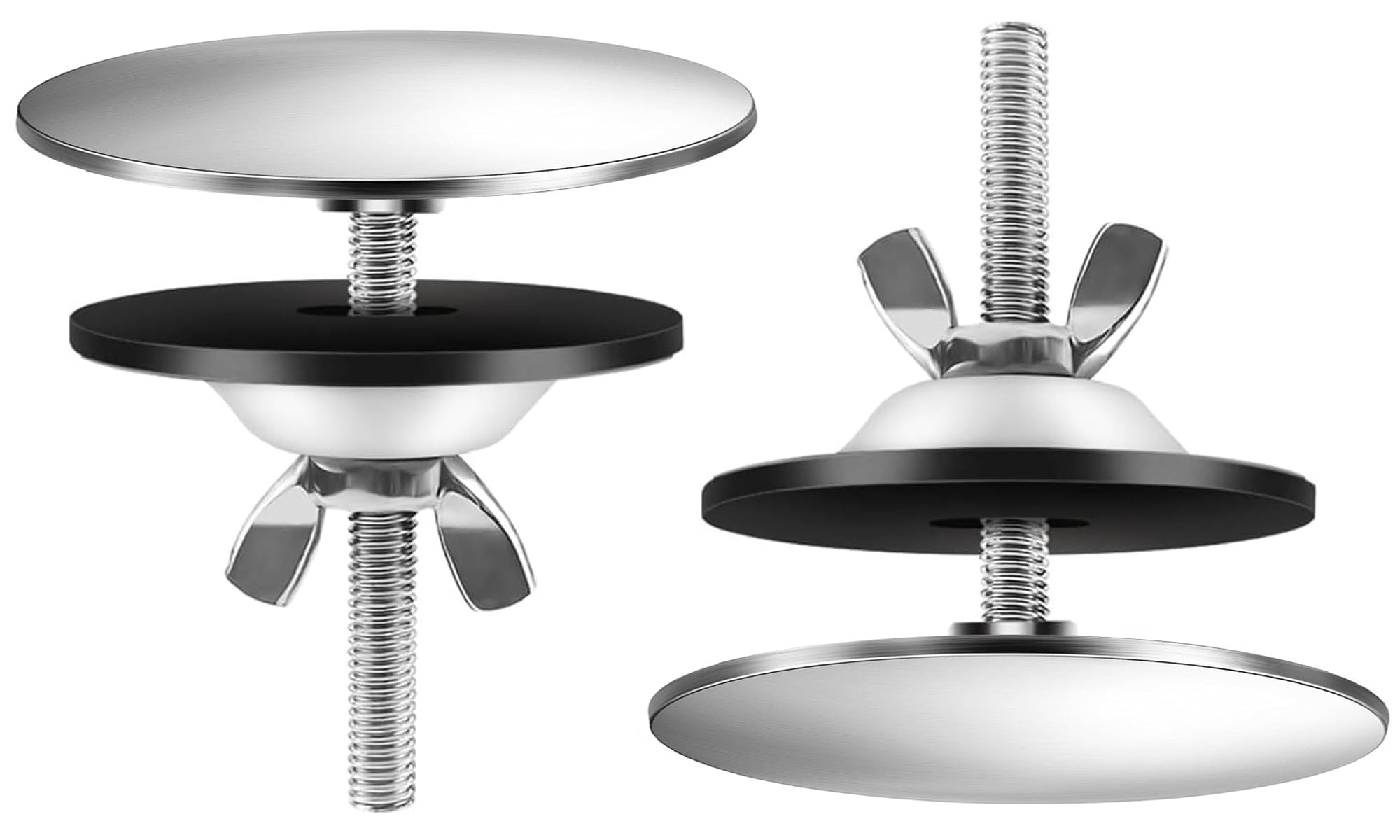 2 Pack 2 Inch Stainless Steel Kitchen Sink Hole Cover - Brushed Metal Faucet Hole Plate Stopper for Sink Tap - Durable Blanking Plug for Kitchen, Bathroom & RV (Use: Protects Unused Sink Holes from Debris & Water)