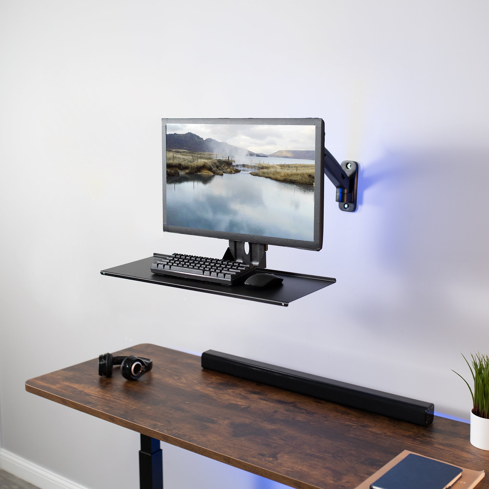 VESA Mount Keyboard Tray Attachment - Adjustable Under Desk Keyboard Holder for Ergonomic Workspace Setup | Perfect for Home Office, Gaming & Computer Desks