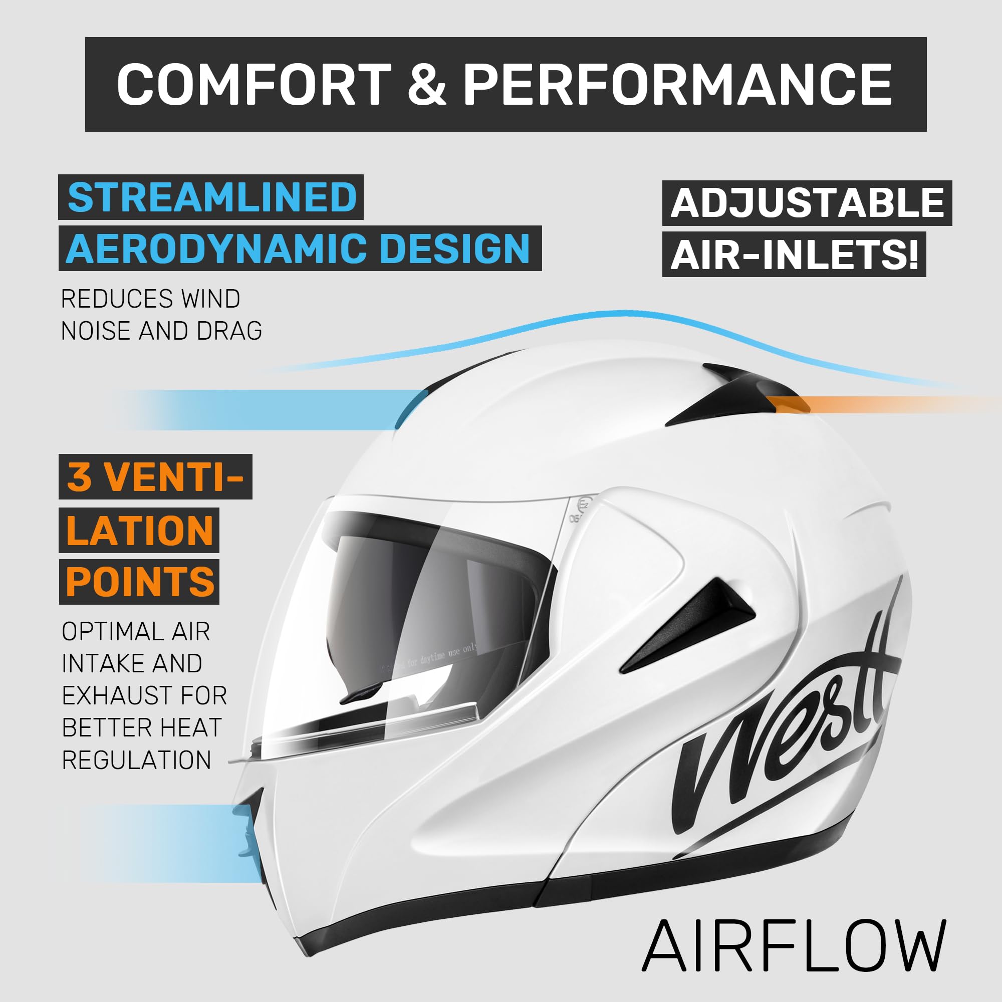 Modular Motorcycle Helmet DOT Approved - Dual Visor for Men & Women - Riding & ATV