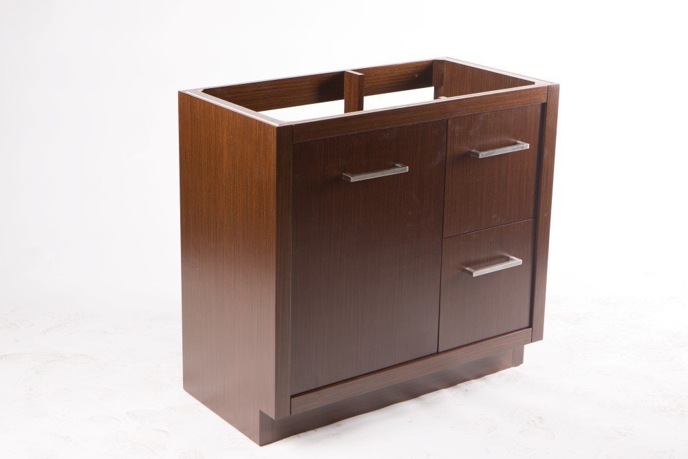36-Inch Single Sink Bathroom Vanity in Wenge Finish - Modern Freestanding Vanity with Soft-Close Doors & Drawers for Small Bathrooms & Powder Rooms