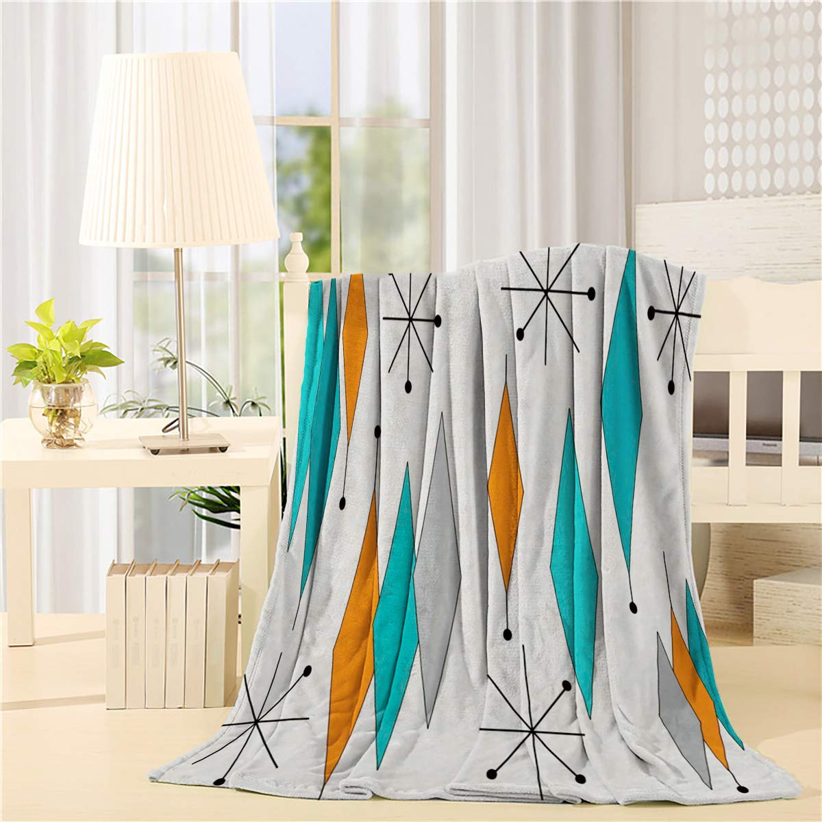 Super Soft Cozy Lightweight Flannel Fleece Throw Blanket - 50x60 Inch Retro Geometric Pattern Mid Century Style Blanket for Bed, Couch & Sofa - Warm Microfiber Fuzzy Blanket for Adults & Kids - Perfect for Lounging, Movie Nights & Winter Snuggles