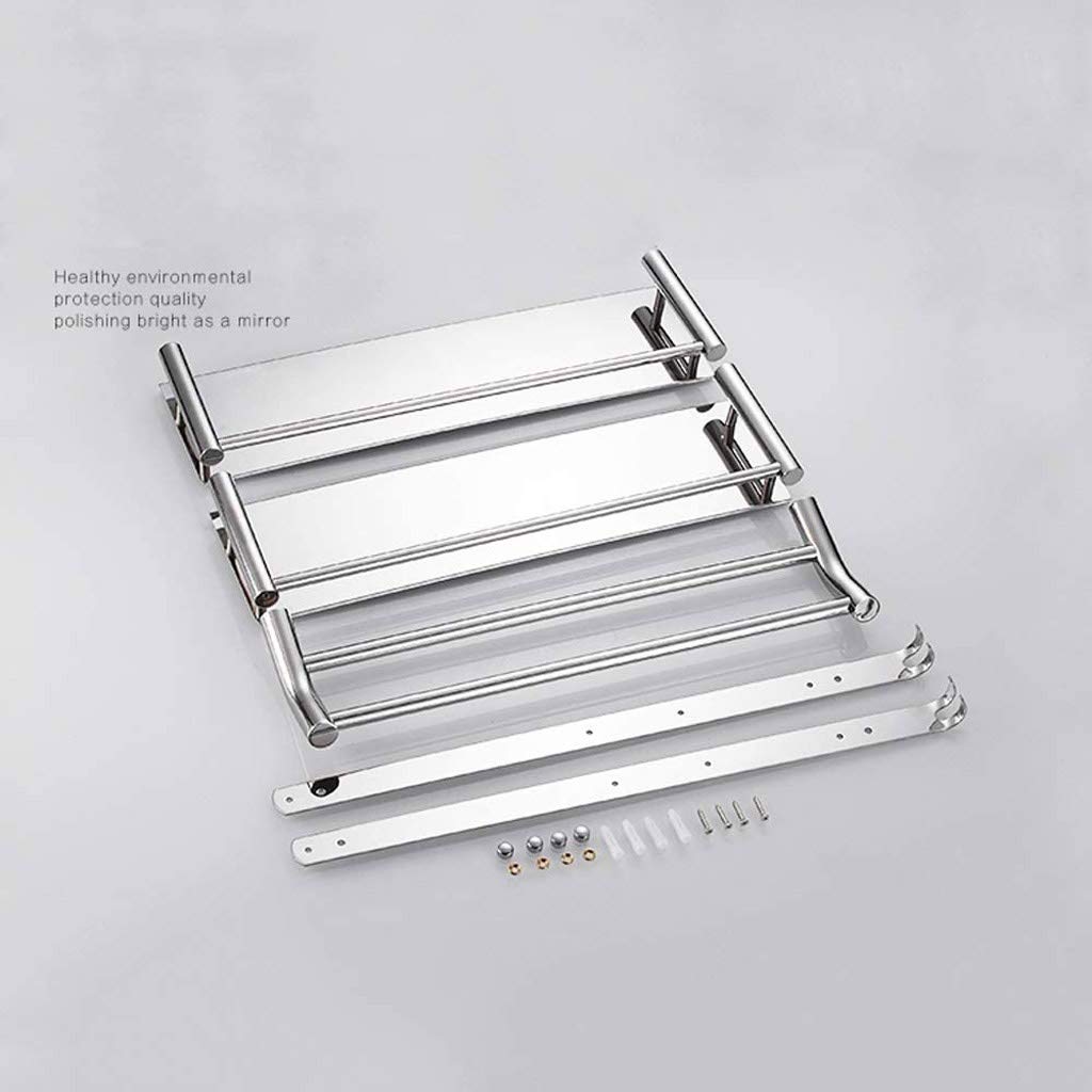 Modern Stainless Steel Bathroom Shelf - Wall Mounted Multi-Layer Storage for Bath Essentials (41cm)
