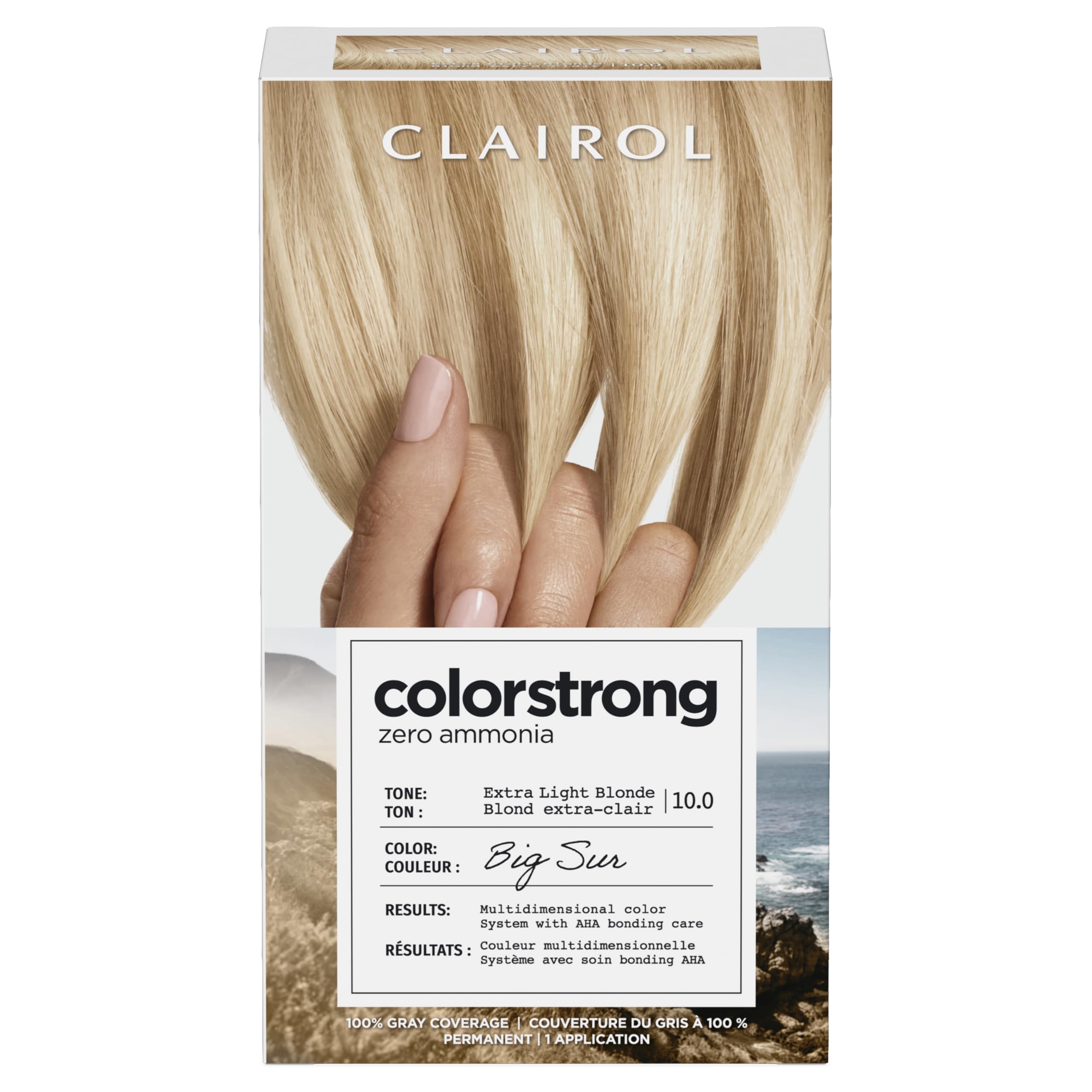 Clairol ColorStrong Permanent Zero Ammonia Hair Dye - 10.0 Extra Light Blonde (Big Sur) - 1 Pack | Ammonia-Free, Long-Lasting Hair Color for Natural-Looking Blonde Highlights | Perfect for At-Home Hair Coloring & Salon-Quality Results