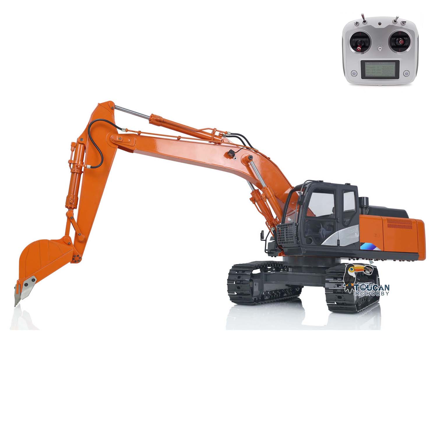 1/12 Scale DIM H2 ZX210 RC Hydraulic Excavator Toy - Metal Construction Vehicle with Remote Control, LED Light System & FS I6S Radio | Perfect for Kids Play, Construction Site Simulation & RC Hobby Enthusiasts