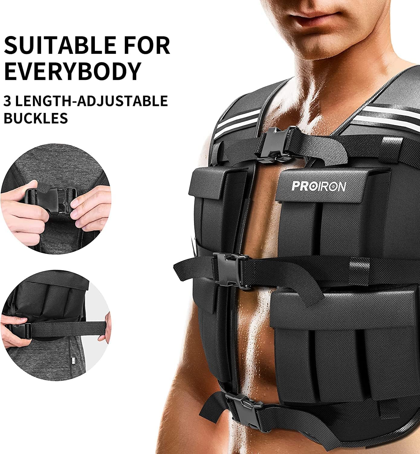 PROIRON Adjustable Weighted Vest 22LB/44LB for Men & Women - 1LB/2LB Increment, Fully Customizable for Running, Workouts, Walking, Boxing, Strength Training, Cardio - Ideal for Home Gym & Weight Loss Fitness Gear