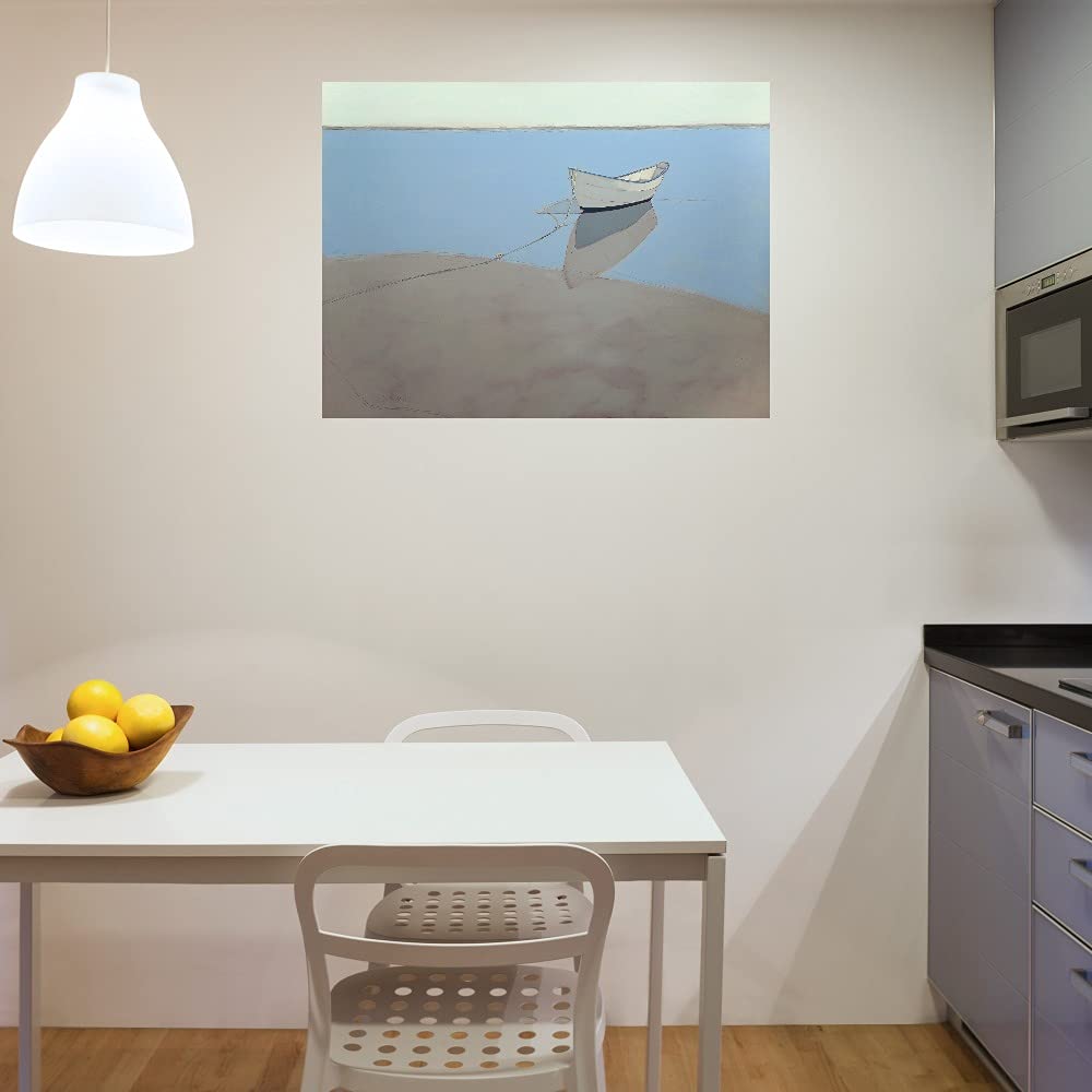 Fine Art Canvas White Dory Wall Decor by Artist John Rufo - Ready to Hang 46x35 Inch - Perfect for Living Room, Bedroom, Bathroom, Kitchen, Office, Bar & Dining Room - Coastal & Modern Home Decor