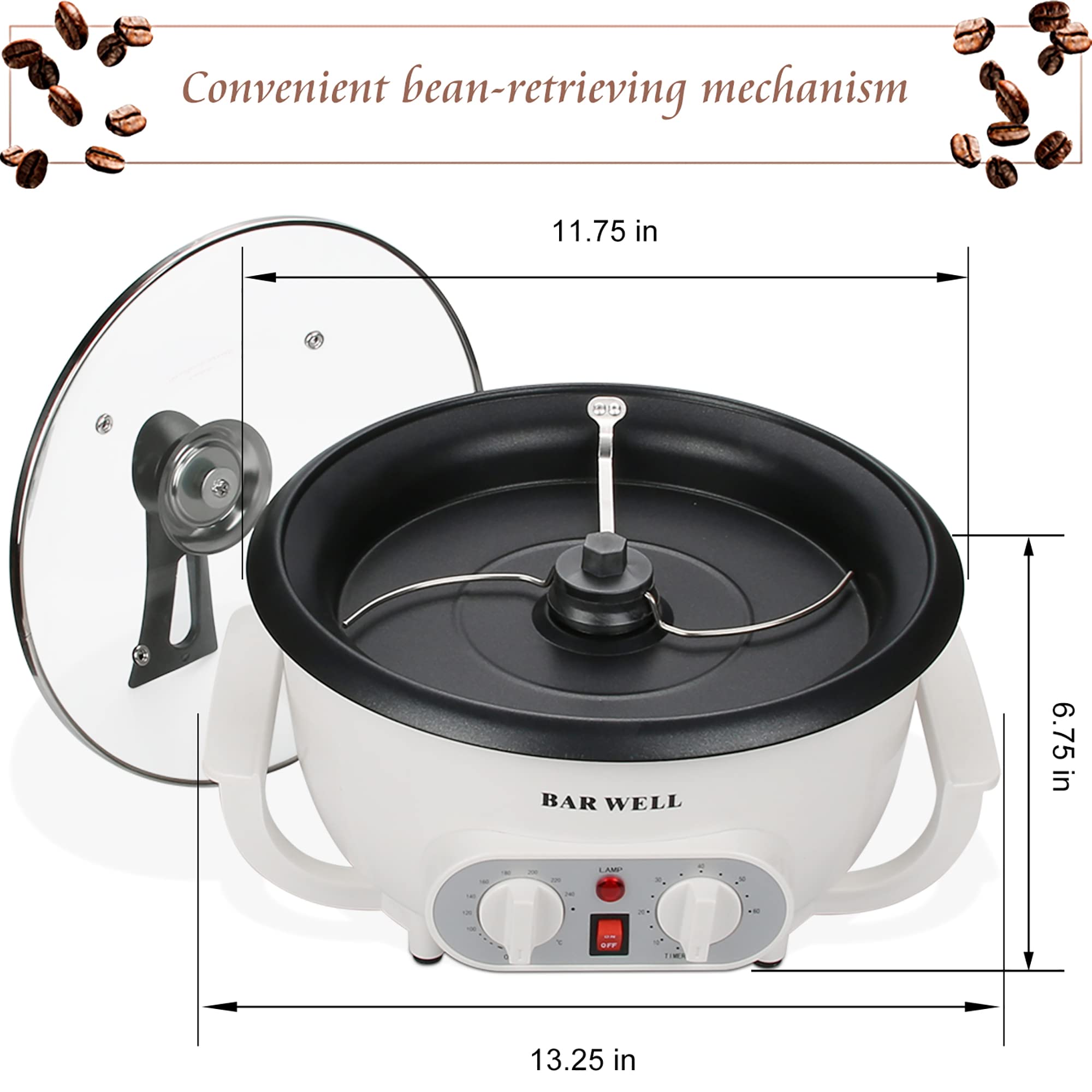 110V Home Coffee Roaster Machine with Timer - Large Batch Coffee Bean Roaster for Beginners | Perfect for Roasting Coffee Beans, Nuts, Peanuts & Chestnuts at Home
