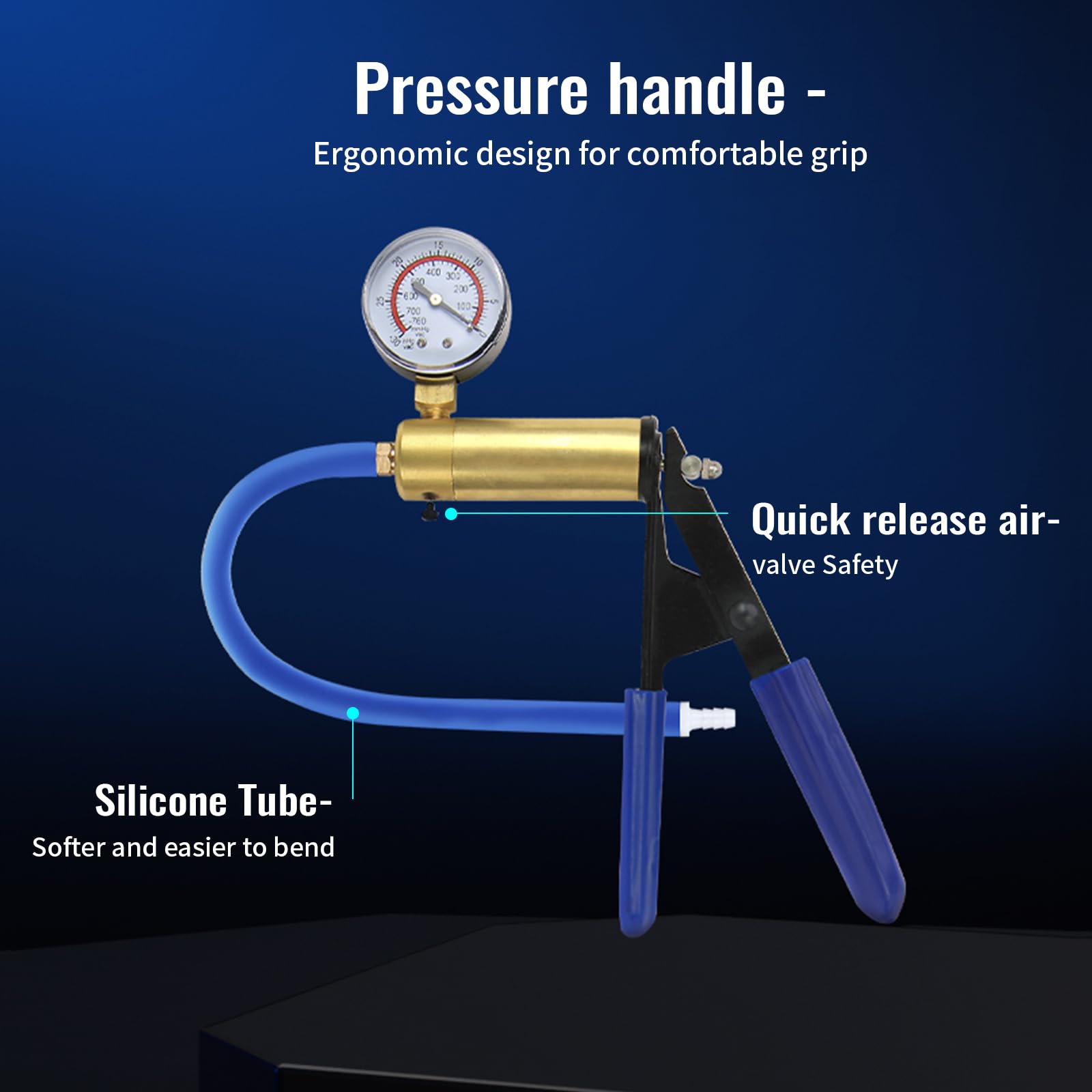 Premium Penis Pump for Men - Brass Pistol Grip with Pressure Gauge, 9