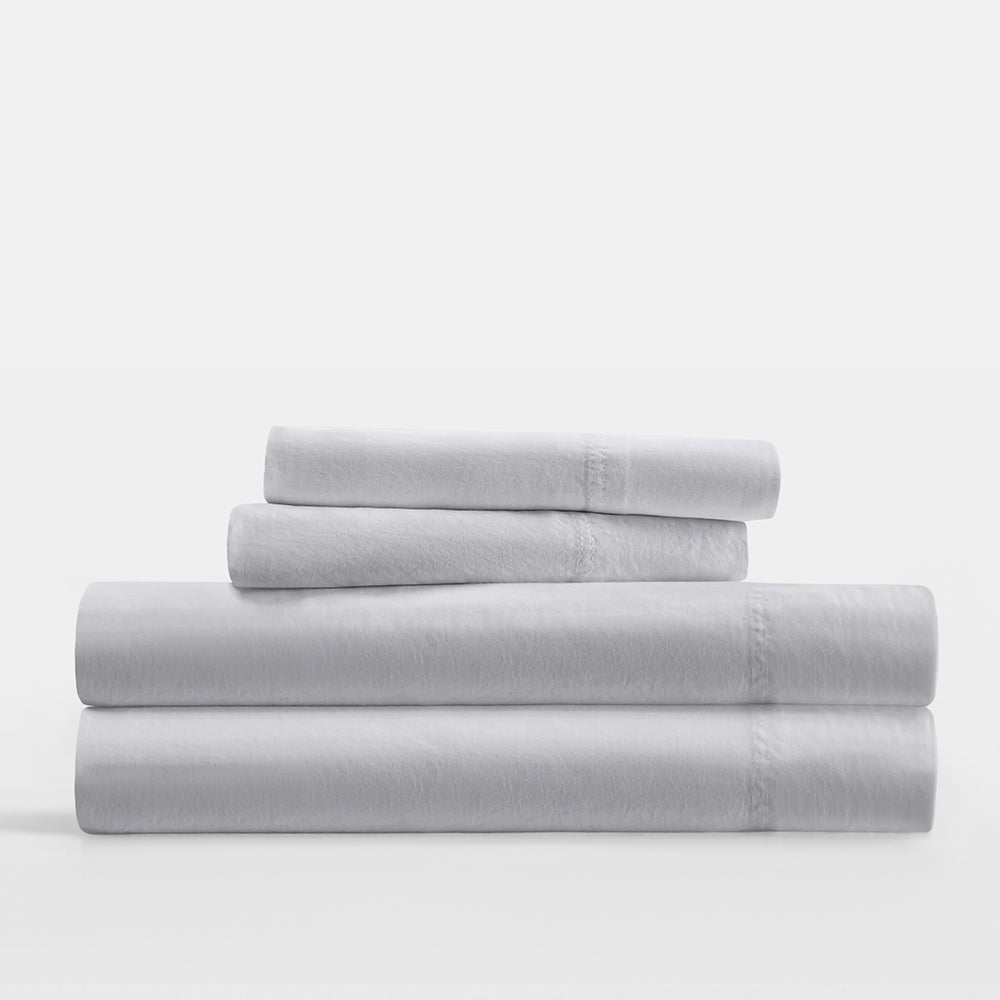 4 Piece 100% Long Staple Cotton Sheet Set - Queen Size Bed Sheets - Soft & Breathable for All Seasons - Perfect for Home, Hotel, and Dorm Room Use