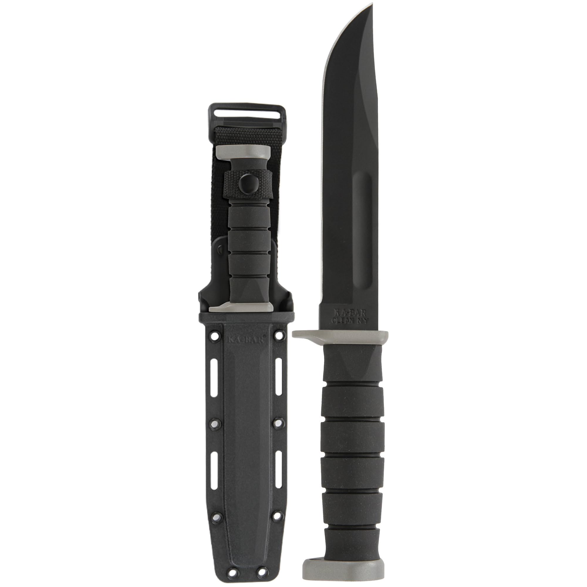 KA-BAR 1292 D2 Extreme Fighting & Utility Knife - Black Hard Plastic Sheath, Straight Edge Blade - Tactical Survival, Outdoor Camping & Hunting Knife