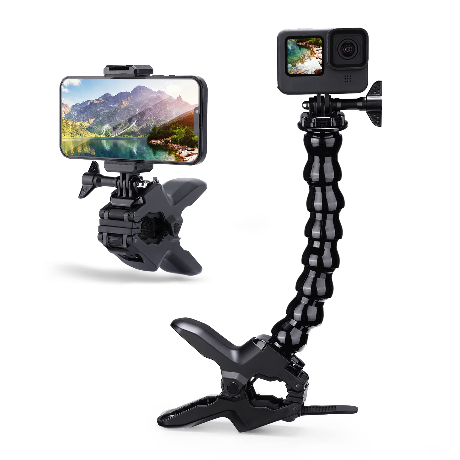 ULANZI Adjustable Jaws Flex Clamp Mount with Gooseneck - Compatible with iPhone, Samsung Smartphones (4-7