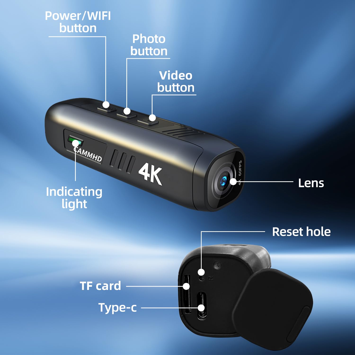 4K WiFi Head Mounted Camera - Anti-Shake Wearable Vlog Camera with 2200mAh Battery & APP Remote Control (32GB) - Perfect for Outdoor Adventures, Sports Recording, and Hands-Free Vlogging