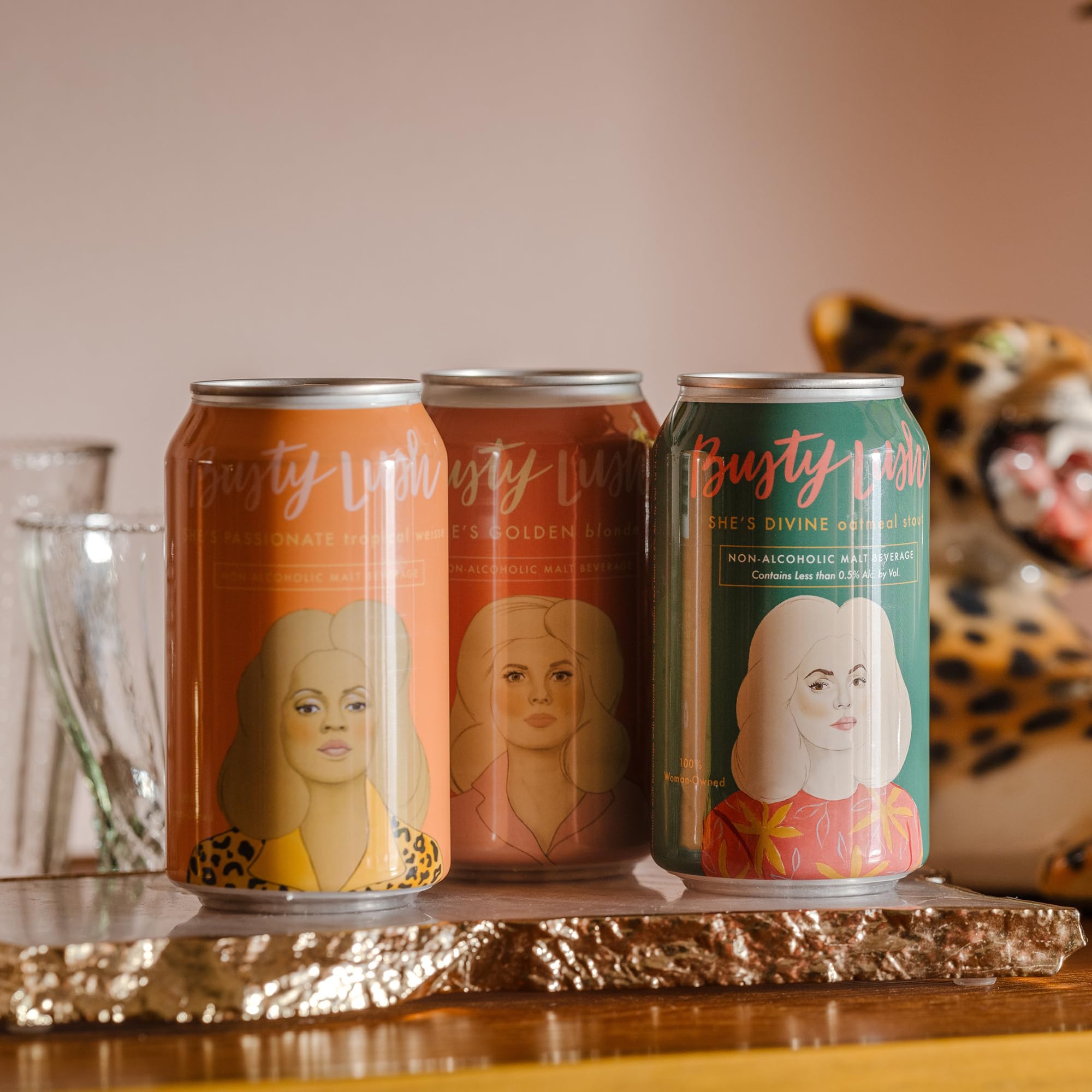 Busty Lush SHE'S PASSIONATE Non-Alcoholic Sour Beer - Low Calorie, No Added Sugar, Craft Brewed Tropical Weisse with Passion Fruit & Dragon Fruit - 12 Pack Cans | Refreshing Alcohol-Free Beverage for Parties, BBQs & Healthy Lifestyle