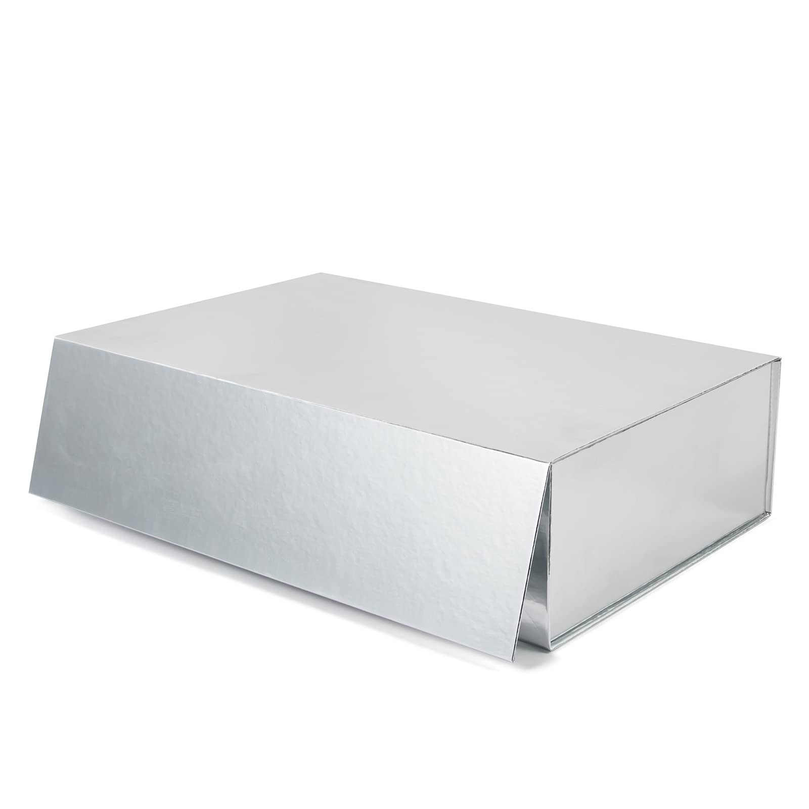 KoKoBin Magnetic Gift Box with Lid - 14x9.5x4 Inches Silver Wedding Proposal Box for Groomsmen, Birthday Party Favors & Special Occasion Gift Packaging | Perfect for Bridal Showers, Anniversary Gifts & Corporate Events