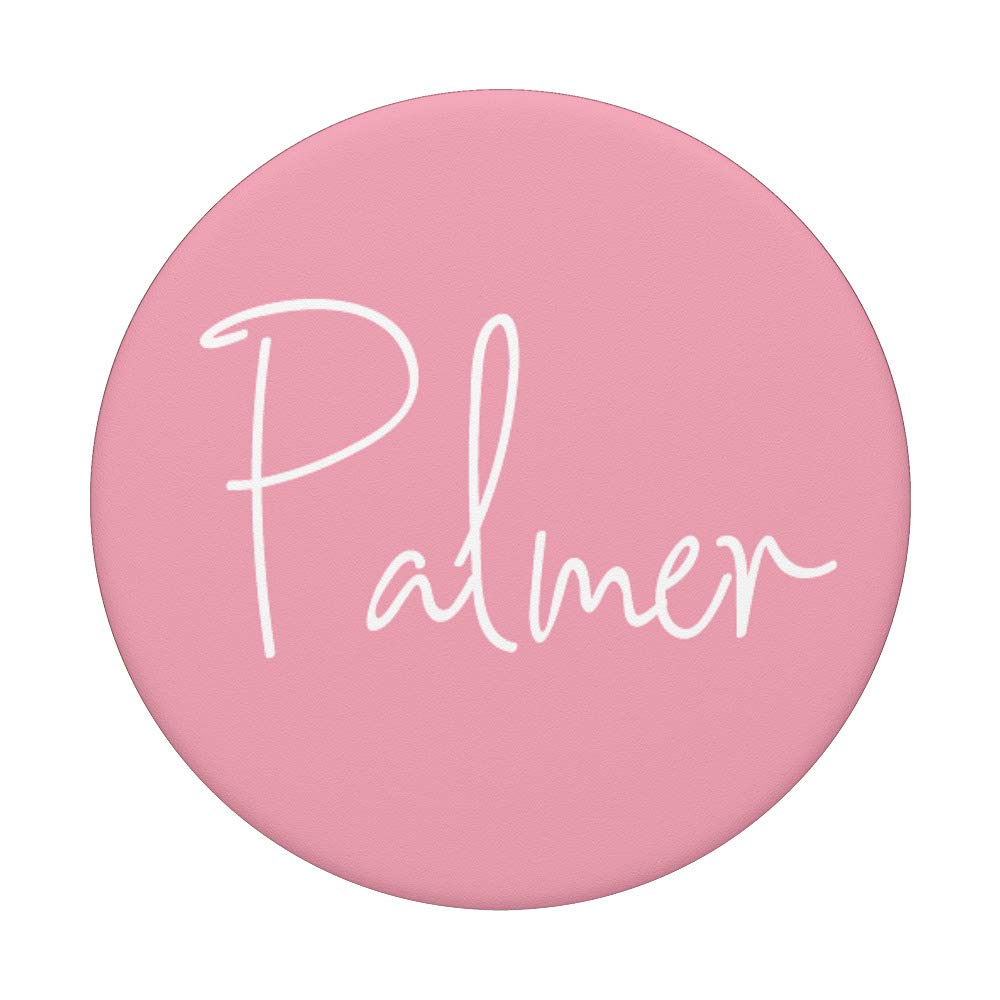 Palmer Name White on Pink PopSockets Grip & Stand for iPhone, Samsung & Tablets - Perfect for Girls & Women - Ideal for School, Work & Travel