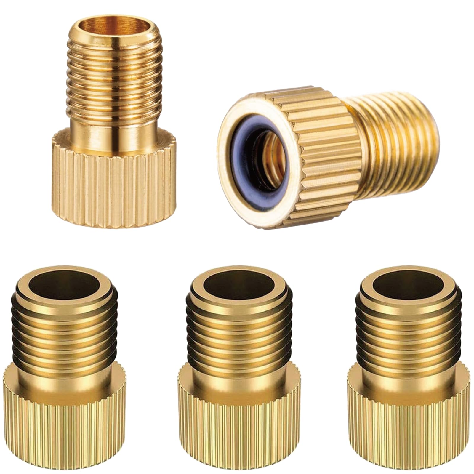 VANSIHO Bike Brass Presta Valve Adapter (5 Pack) - Convert Presta to Schrader Valve for Easy Tire Inflation with Standard Bike Pump or Air Compressor - Perfect for Road Bikes, Mountain Bikes & Cycling Enthusiasts