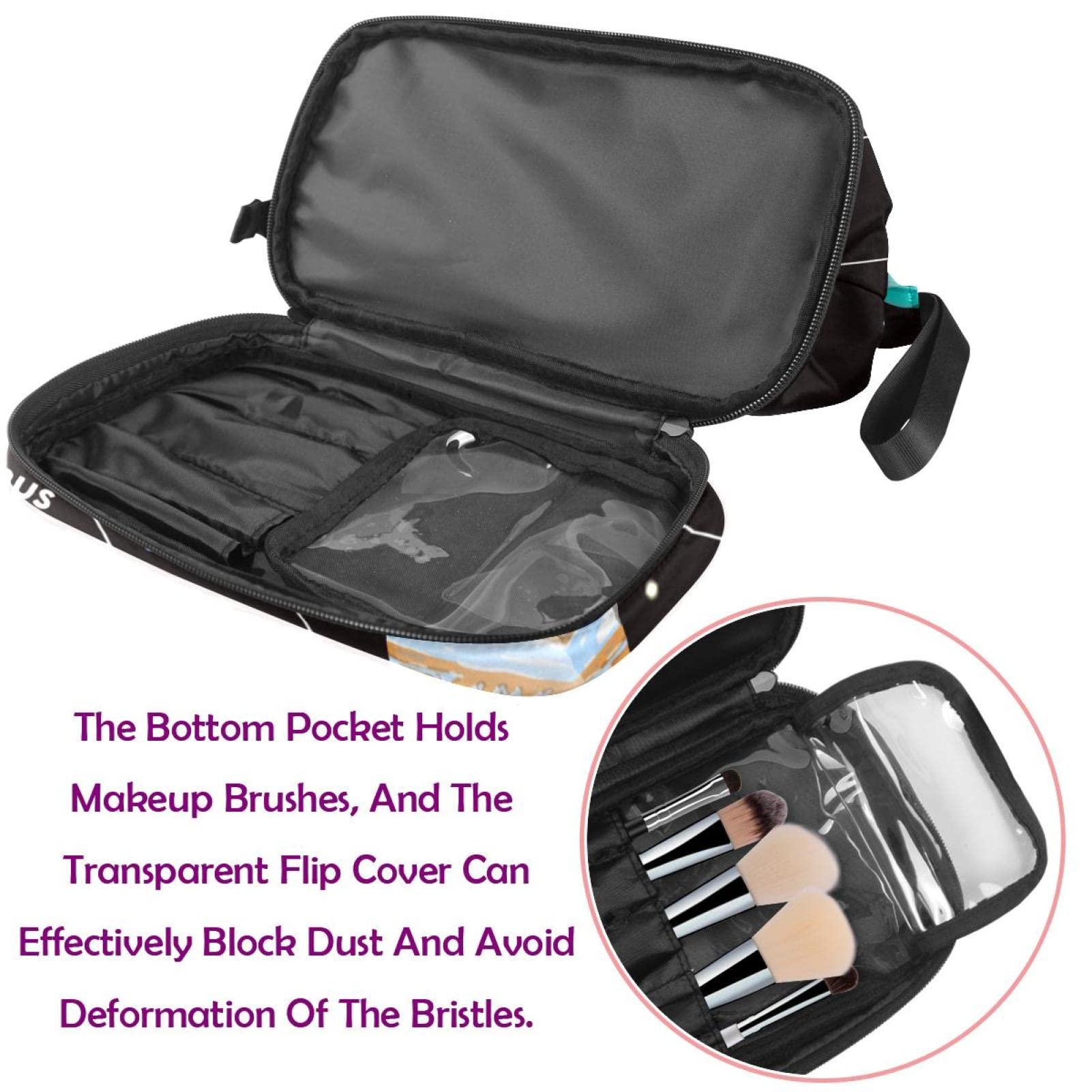 Large Travel Makeup Bag for Women - Universe Planet Galaxy Solar System Cosmetic Organizer Toiletry Pouch - Perfect for Travel, Gym & Daily Essentials Storage