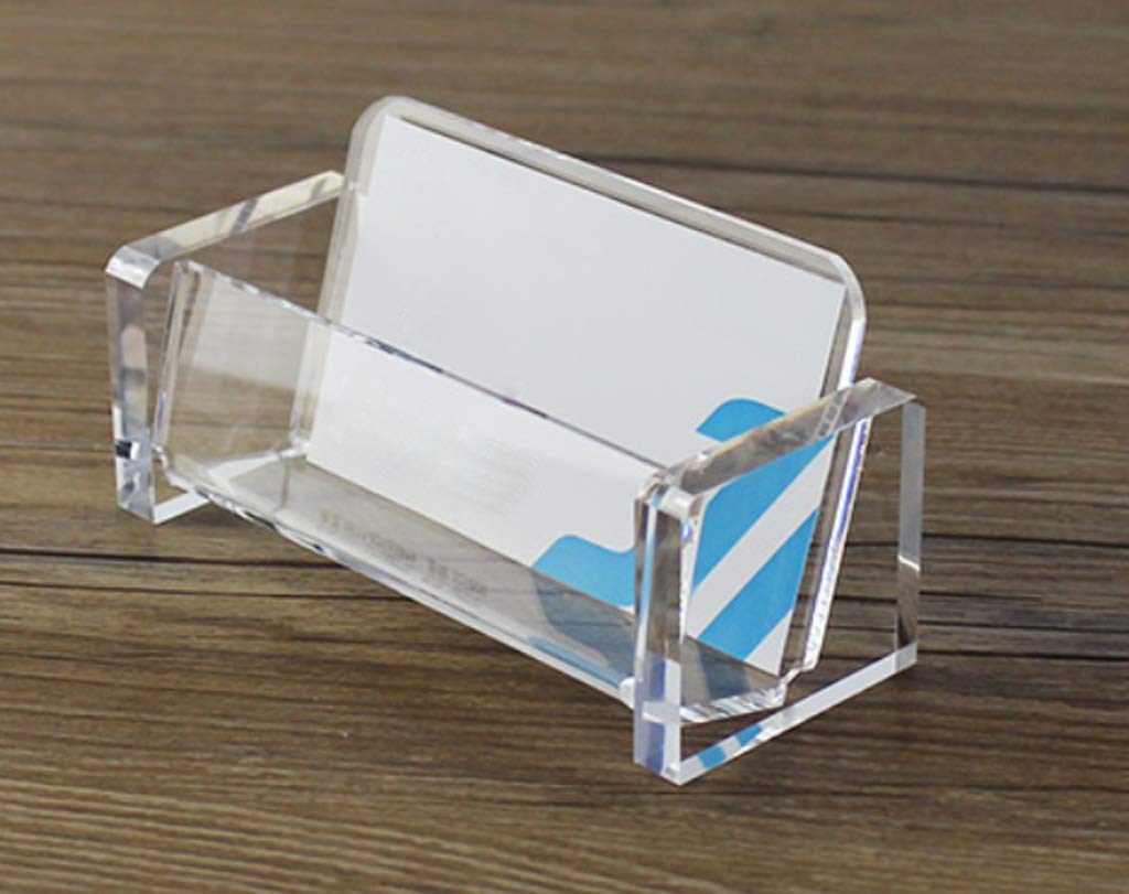 Acrylic Business Card Holder - Single Compartment Desktop Card Display Stand for Office & Reception | Professional Name Card Organizer for Business Meetings, Networking Events, and Trade Shows