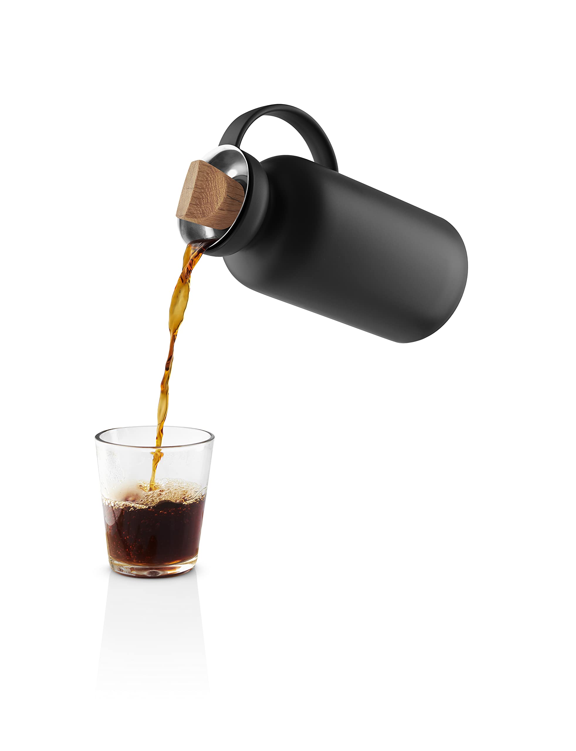 Eva Solo Silhouette Vacuum Jug - 1 Liter Thermal Coffee Carafe, Double Wall Insulated Stainless Steel Flask for Hot & Cold Beverages | Perfect for Coffee, Tea, Water & Office/Home Use | Black