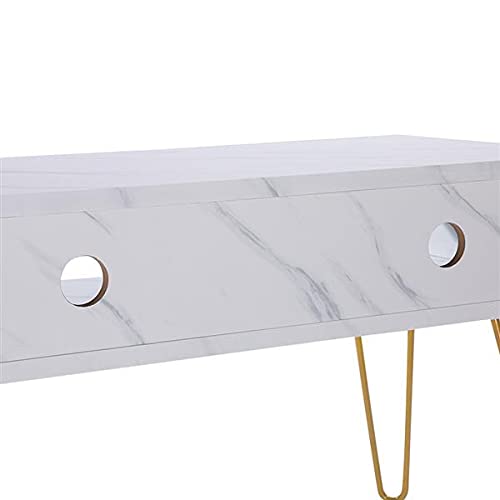 Modern White Marble TV Stand with Storage - 106x50x62.5cm Entertainment Center, Media Console Cabinet with Shelves for Living Room - Perfect for Organizing Electronics, Books, and Home Decor
