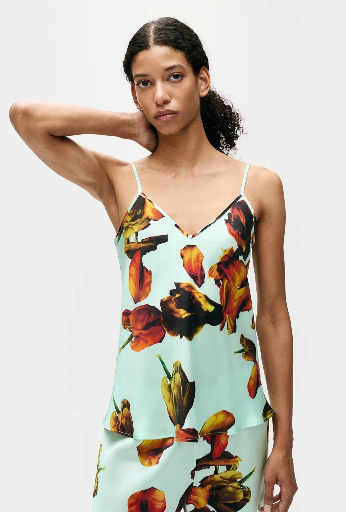 Bias Cut Cami Top - Tulipa Dew Floral Print Women's Tank Top | Perfect for Summer Outfits, Casual Wear & Layering