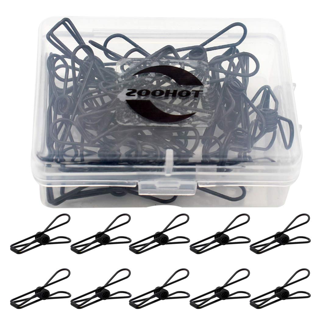 25 Pack Black Small Metal Clips - Multi-Purpose Clothesline Utility Clips for Hanging Laundry, Organizing Papers, and DIY Crafts